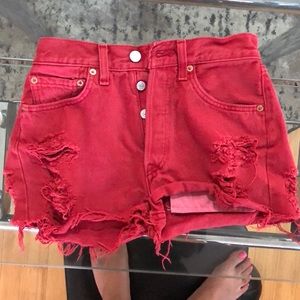 Levi’s high waisted denim shorts